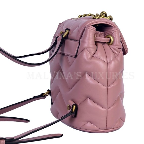 GUCCI BAG 777253 GG MARMONT LOGO BACKPACK PINK QUILTED LEATHER main image 10